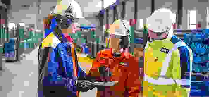 Employees at production site 
