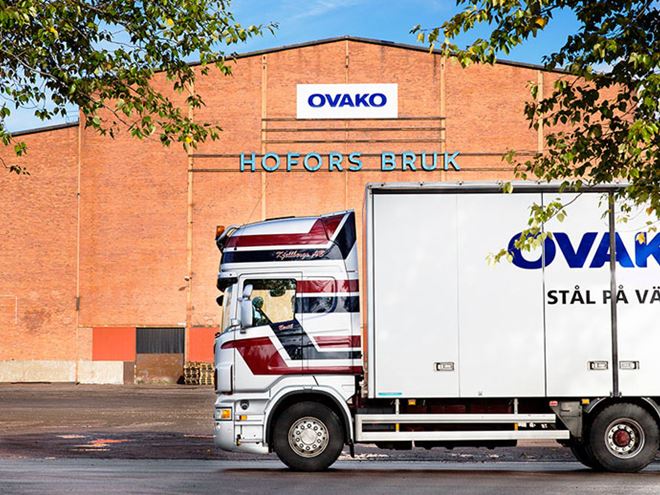 Ovako truck outside of steel mill