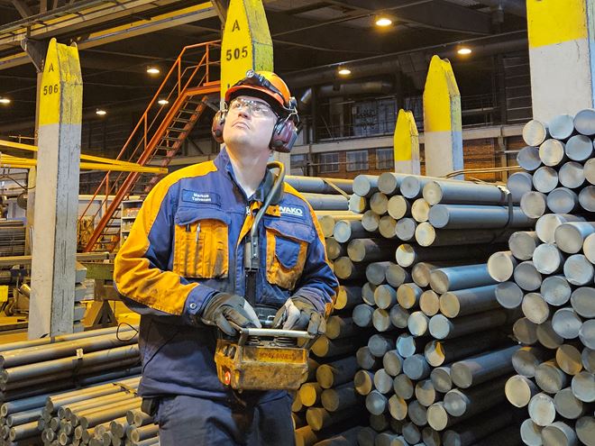 Employee at steel production site