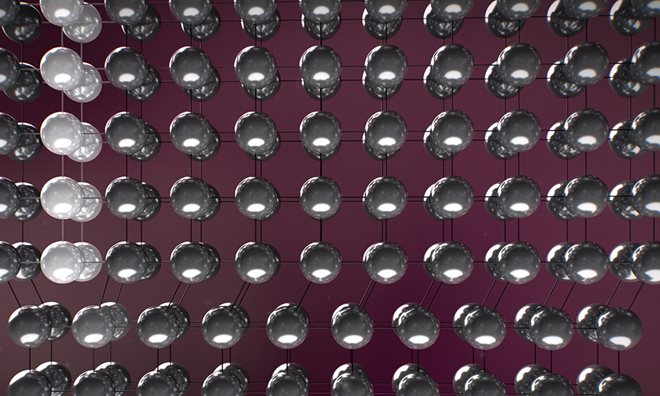 Atoms in a grid formation