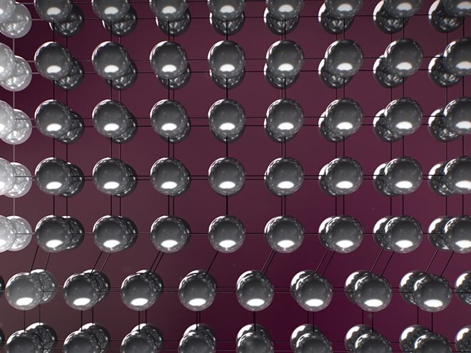 Atoms in a grid formation