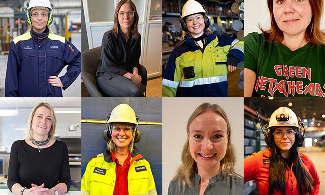 Eight Ovako female colleagues in a collage