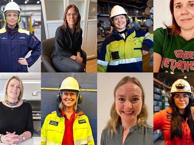 Eight Ovako female colleagues in a collage