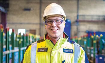 Employee in steel production site